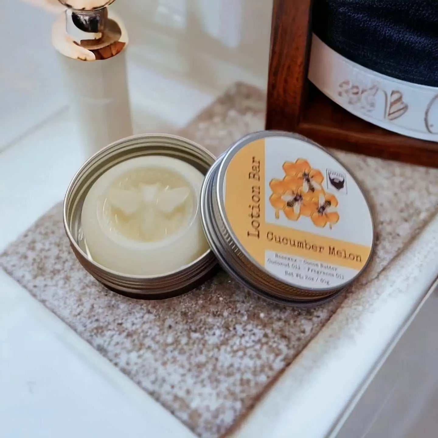 Solid Lotion Bars by Bayard Beard and Body in bathroom setting