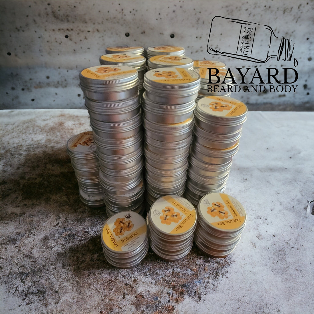 Stack of Solid Lotion Bars from Bayard Beard and Body